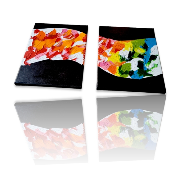 Original Diptych Abstract Acrylic Painting on Canvas, 9x12 - Picture 8 of 16